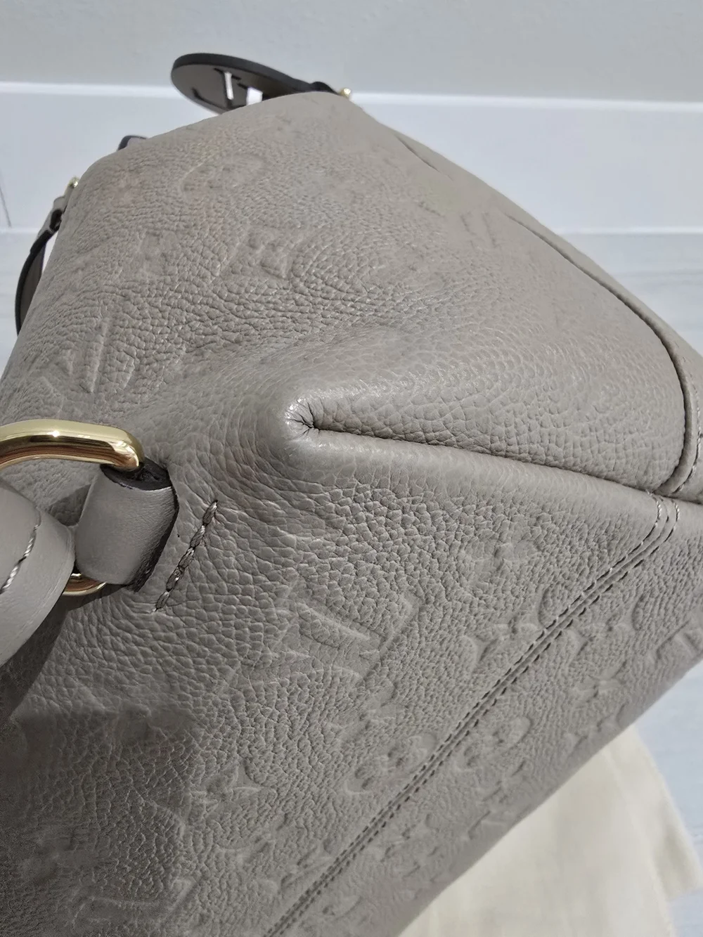Louis Vuitton  Montsouris Backpack Turtledove Empreinte Leather Pink Interior